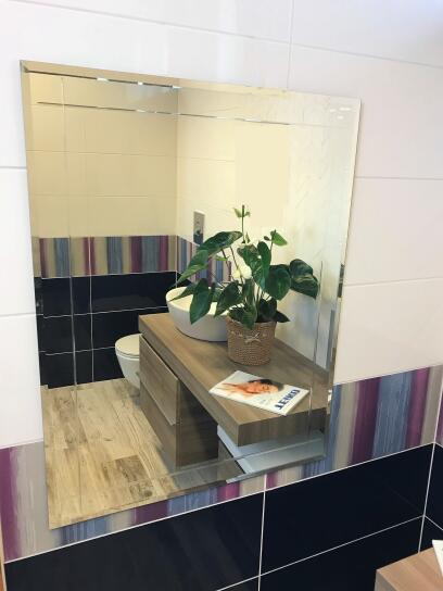 Zrcadlo 90 x 70 cm fazeta gravírovaný vzor LINEA